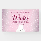 Pink Glitter Bunny Winter Nederland Spandoek (Horizontaal)
