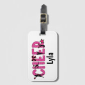 Pink Glitter Cheerleader Cheer Personalized Bagagelabel (Voorkant (verticaal))