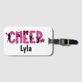 Pink Glitter Cheerleader Cheer Personalized Bagagelabel (Voorkant (horizontaal))