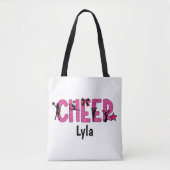 Pink Glitter Cheerleader Cheer Personalized Draagtas (Voorkant)