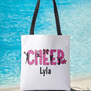 Pink Glitter Cheerleader Cheer Personalized Draagtas