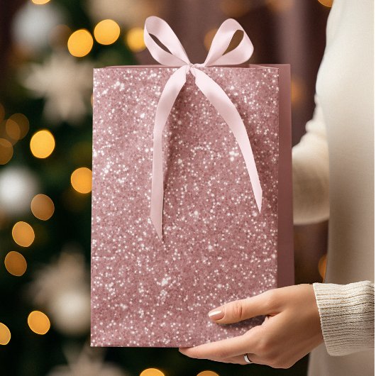 Pink Glitter Christmas Gift Bag  Medium Cadeauzakje