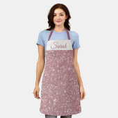 Pink Glitter Custom Name Kitchen Apron Schort (Gedragen)