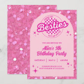 Pink Glitter Doll Themed Birthday Invitation (Devant / Derrière)