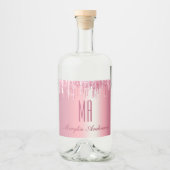 PINK GLITTER DRIP CUSTOM-NAAM MONOGRAM LIKEURFLES ETIKET (Voorkant)