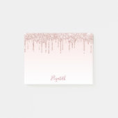 Pink glitter drips naam script post-it® notes (Voorkant)