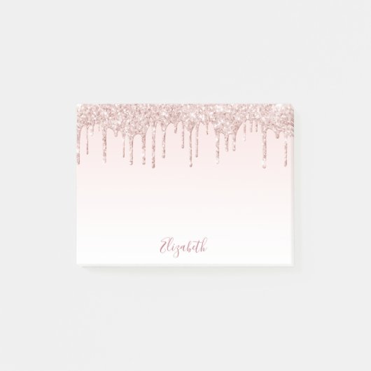 Pink glitter drips naam script post-it® notes (Voorkant)