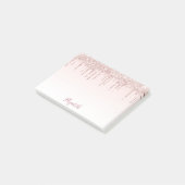 Pink glitter drips naam script post-it® notes (Schuin)