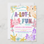 Pink Glitter girl Axolotl birthday invitation (Devant)