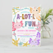 Pink Glitter girl Axolotl birthday invitation (Debout devant)
