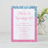 PINK GLITTER GIRL BIRTHDAY INVITATION (Debout devant)