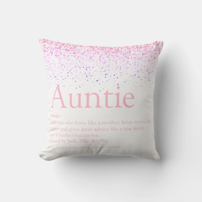 Pink Glitter Girly Fun Cool tante Definition Kussen (Voorkant)