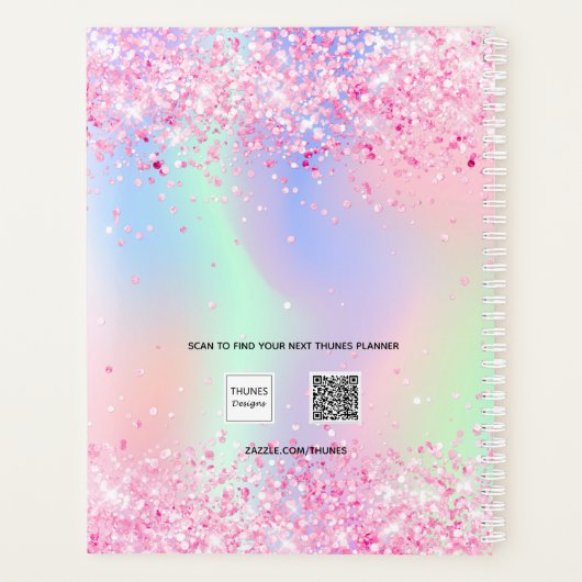 Pink glitter holographic unicorn name 2023 (Dos)