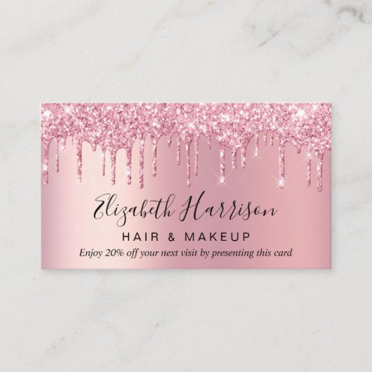 Pink Glitter-korting Visitekaartje (Voorkant)