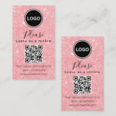 Pink Glitter Laat een review achter | QR-code Mode Visitekaartje (Voorkant / Achterkant)