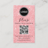 Pink Glitter Laat een review achter | QR-code Mode Visitekaartje (Voorkant)