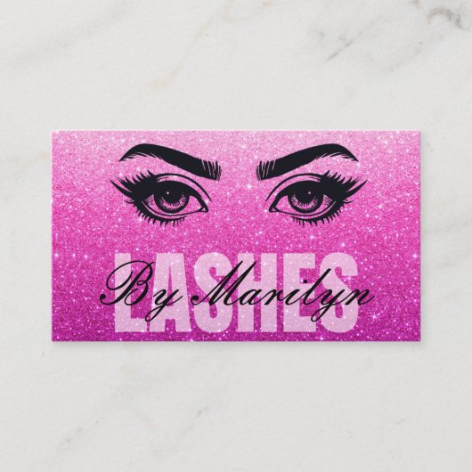 Pink Glitter Lash Technician scanbare QR-code Visitekaartje (Voorkant)