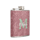 Pink Glitter Monogram Flask Chic Heupfles (Rechts)