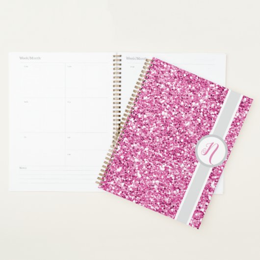 Pink Glitter Monogram Planner (Display)