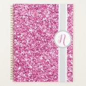 Pink Glitter Monogram Planner (Voorkant)