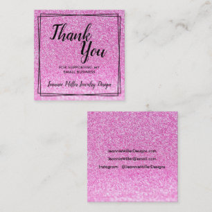 Pink Glitter Order Bedankt Vierkante Visitekaartje