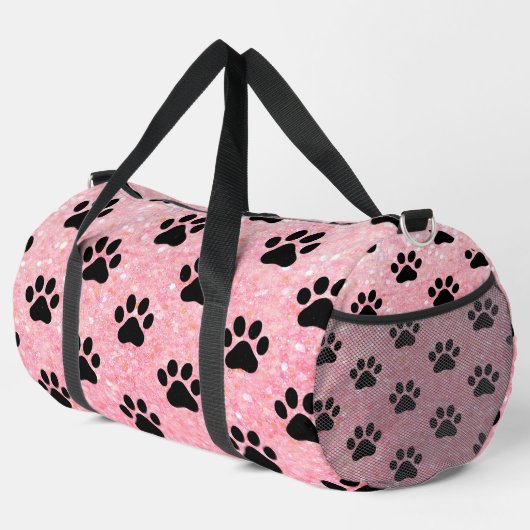 Pink Glitter Paw Print Pet Bag Plunjezak (Rechterhoek)