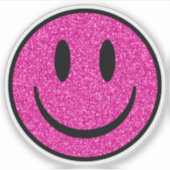 Pink Glitter Smile Face Custom-Cut Vinyl Stickers (Voorkant)