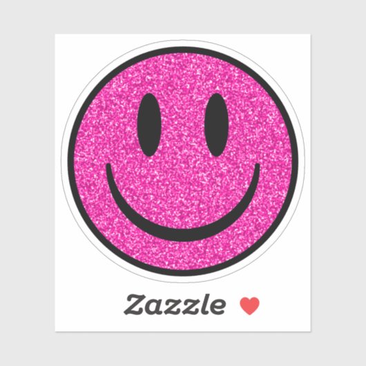 Pink Glitter Smile Face Custom-Cut Vinyl Stickers (Vel)