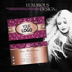 Pink Glitter Sparkle Stars Diamonds Logo Gold Visitekaartje