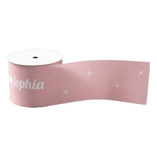 Pink Glitter Sparkles Verjaardag van het Meisje Grosgrain Lint