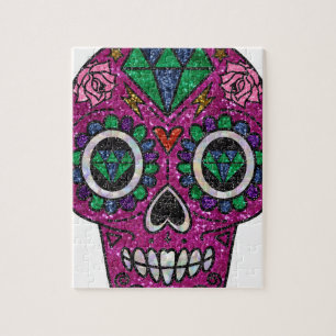 pink glitter sugar skull legpuzzel