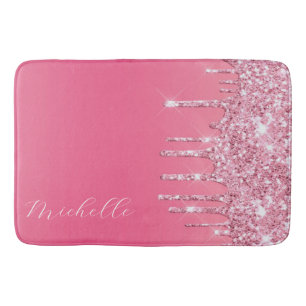 Pink Glitter Trendy Monogram Badmat