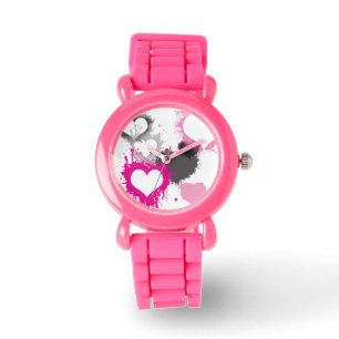 PINK GLITTER WATCH - JEWELRY - HEARTS - GIFTS HORLOGE