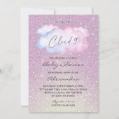 Pink Glitter Waterverf Cloud Baby shower Kaart (Voorkant)