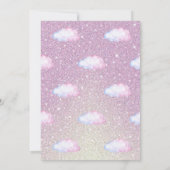 Pink Glitter Waterverf Cloud Baby shower Kaart (Achterkant)