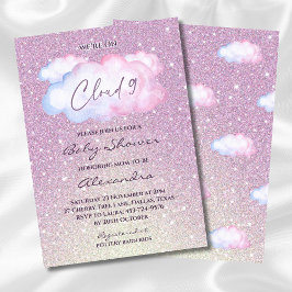 Pink Glitter Waterverf Cloud Baby shower Kaart