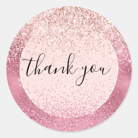 Pink Glitz Bedankt Ronde Sticker (Voorkant)