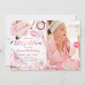 Pink Glitz en Glam Spa make-up verjaardag foto Kaart (Voorkant)