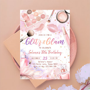Pink Glitz en Glam Spa make-up verjaardagsfeestje Kaart