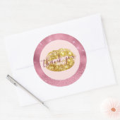 Pink Glitz Gold Lips Dank u Ronde Sticker (Envelop)