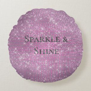 Pink Glitzy Chic Glam Sparkle Rond Kussen