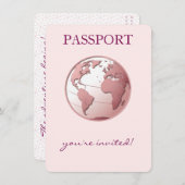 Pink Globe Passport Travel Diaper Raffle Informatiekaartje (Voorkant / Achterkant)