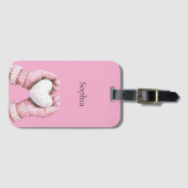 Pink Gloves White Heart   Bagagelabel (Voorkant (horizontaal))