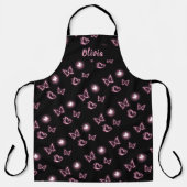 Pink Glow Butterfly Heart Pattern Apron Schort (Voorkant)