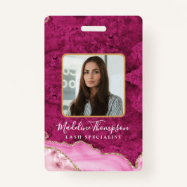 Pink Gold Agate Marble Business Company ID Badge