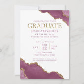 Pink Gold Agate Photo Graduation Party Invitation (Devant)
