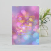 Pink Gold and Blue Bokeh 50th Birthday Folie Uitnodiging (Staand Voorkant)