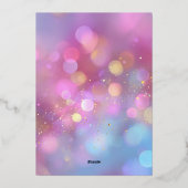 Pink Gold and Blue Bokeh 50th Birthday Folie Uitnodiging (Achterkant)