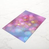 Pink Gold and Blue Bokeh 50th Birthday Folie Uitnodiging (Gedraaid)