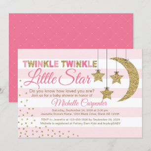 Pink Gold baby shower invitation fille petite étoi
